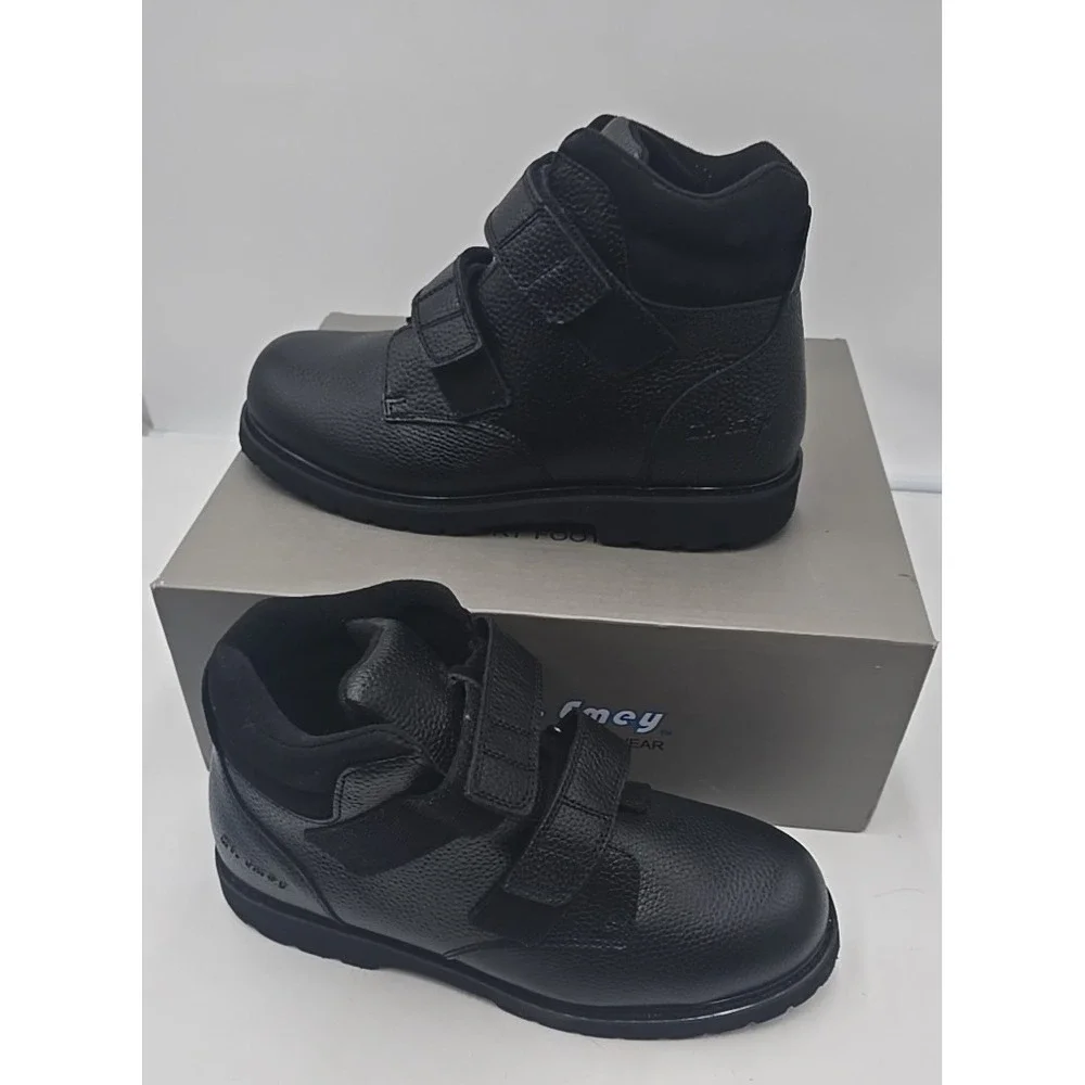 Mt. Emey Men's Extra-Depth Strap Closure Boots 12-6E Adventure Black Diabetic‎